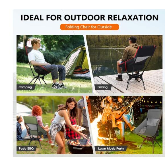 Swivel Camp Chair, High Back Folding Head Support, Side Cup Pocket, 300 lb max - Picture 8 of 8